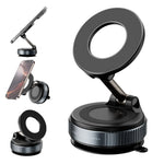 1+1 CADOU Suport Telefon Magnetic cu Prindere Vacuum, Rotire 360°, Fără Adeziv, Compatibil MagSafe, Auto și Birou – Negru Strălucitor
