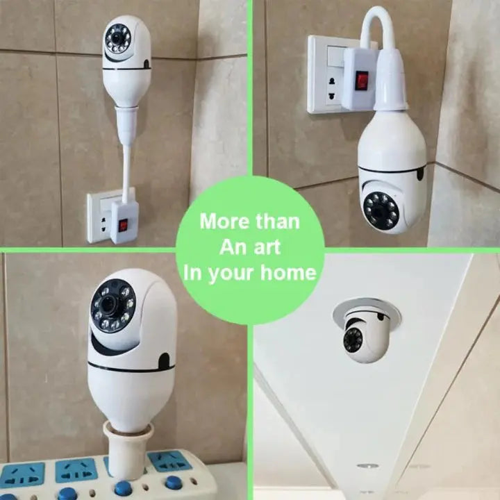 Set 2 Camere IP, WI-FI, HD, Smart-Bulb, tip Bec cu Senzor de Miscare si Aplicatie Telefon + 2 x Card memorie CADOU