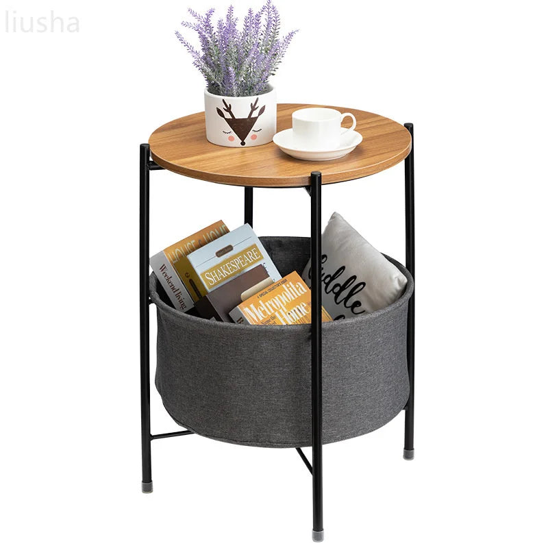 Măsuță de cafea din lemn masiv rotund de stocare de masă mică, rotundă masa dubla masa rotundă camera de zi dormitor colț de noptieră