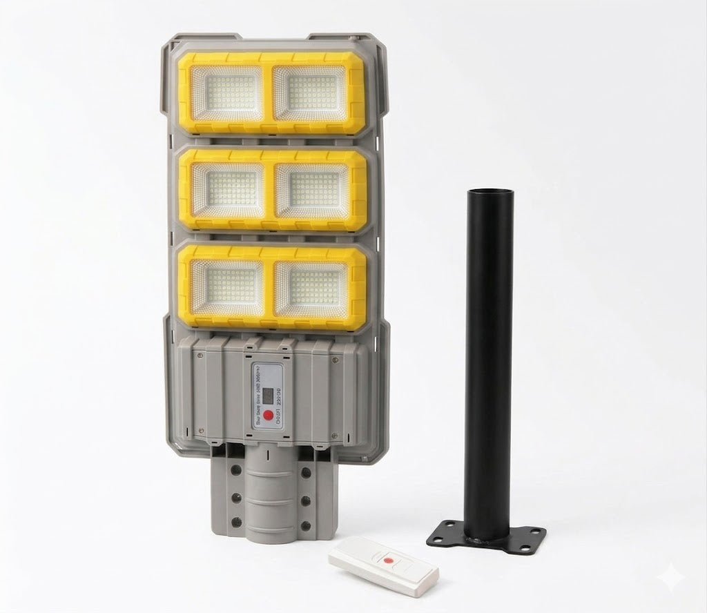 Lampa solara stradala 3000W, cu 6 COB LED, IP 66 + Suport lampa CADOU