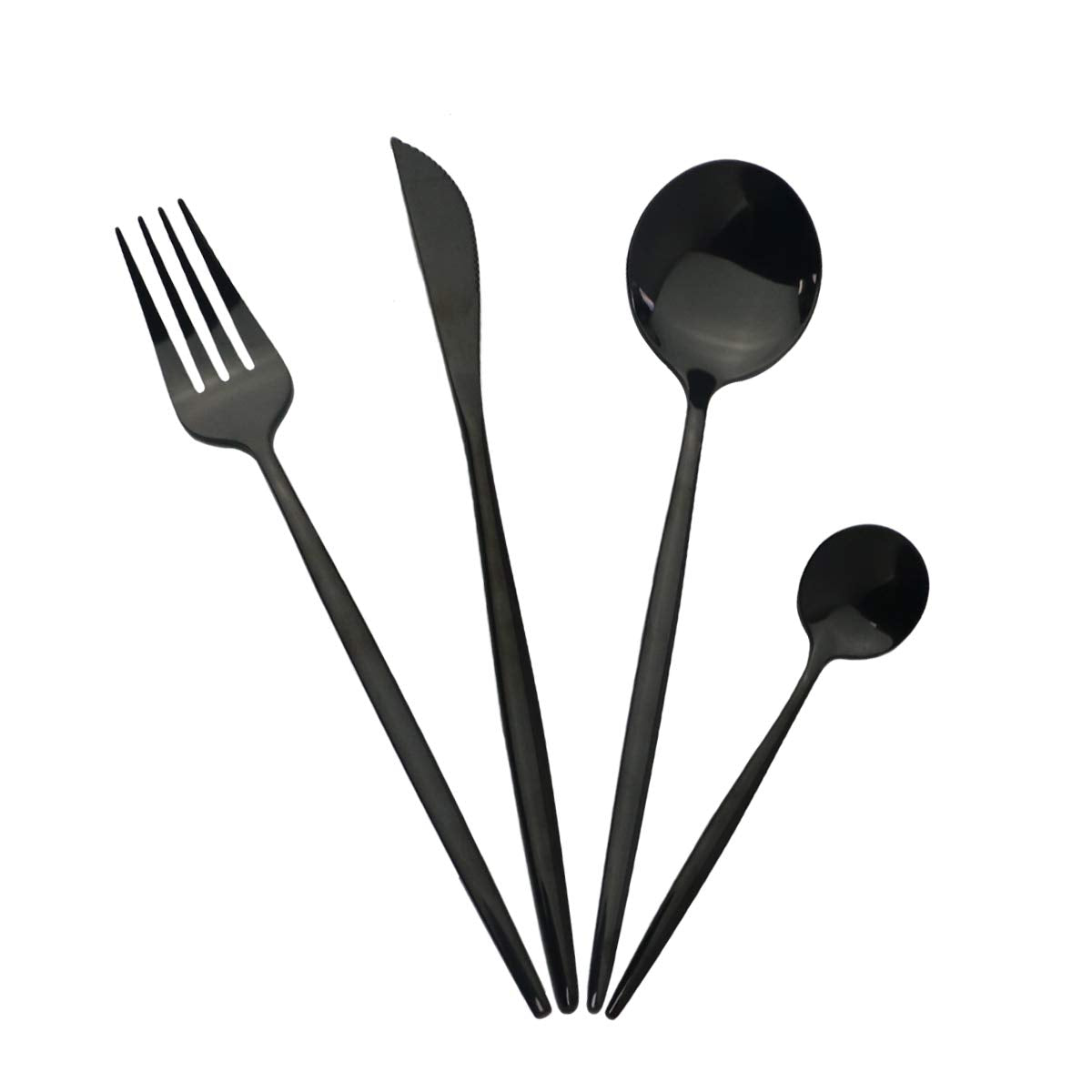 Set de 16 tacamuri, elegant si rafinat, cu un finisaj luxos, negru