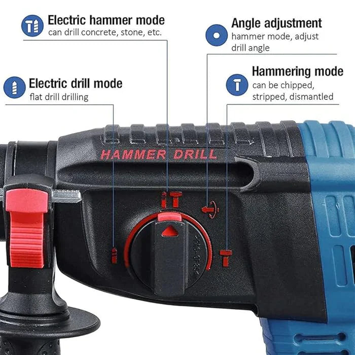 Bormasina cu percutie fara fir, brushless, cu 2 acumulatori, 1850W, 2580 r/min