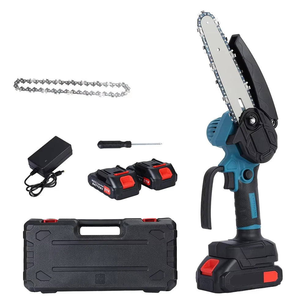 Mini drujba lama 8 inch, portabil , cu 2 acumulatori 48V, 2 lanturi