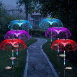 Set 2 x lampa solara tip palmier, cu fibra optica LED RGB, pentru gradina