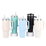 Set 2 x Termos pentru masina, 1200 ml, cu maner si pai, din otel inoxidabil 304