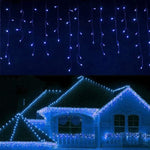Instalatie LED tip franjuri 12m, de exterior, albastra