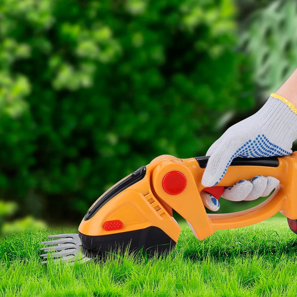 Foarfecă Electrică cu Acumulator 2 în 1 – Pentru Gazon și Gard Viu | 2 Acumulatori Incluși