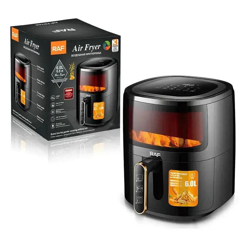 Air Fryer RAF R5330W - Friteuză cu Aer Cald, Fără Ulei, Display Digital, Capacitate 6L, 1500W, Negru
