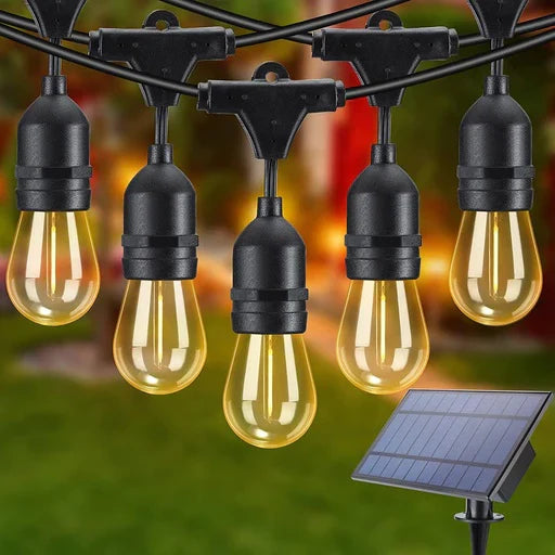 Ghirlanda solara 10 m cu 20 becuri Led Filament incluse, 2W, 3000K, IP65 lumina calda