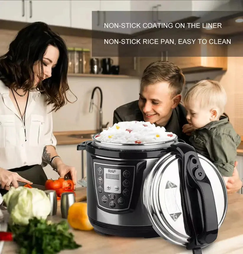 Oală Electrică Sub Presiune RAF R.177, 6L, 1000W, multifuncțională și multiprogramabilă, Oțel Inoxidabil