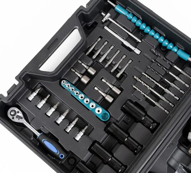 Cheie de impact, masina de Insurubat, 550Nm, 43 de Accesorii, 2 Acumulatori 48V si Valiza