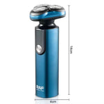 Aparat electric de ras, RAF R4017, 3W, IPX7, 360°, incarcare USB, afisaj digital, 4x14cm, albastru