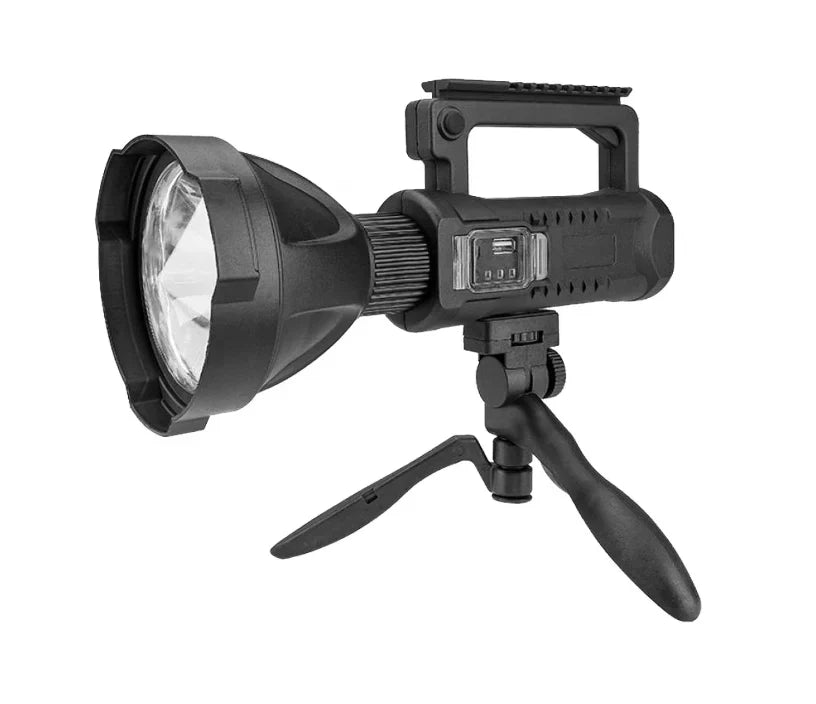Lanternă LED de 60W cu trepied și baterie externă + lampă de perete cu senzor de mișcare solară (3W, neagră)