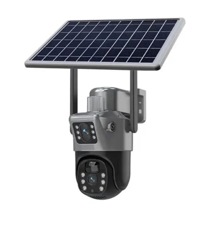 Camera De Supraveghere Cu Panou Solar,4G,Senzor De Miscare,Lentile Duble,4G HD 8MP + CARD 32GB CADOU