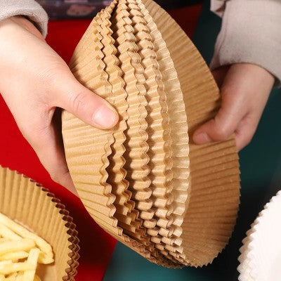 Set 100 hartii de copt pentru friteuza, unica folosinta, 16x20x4.5 cm, Maro