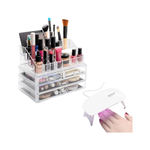 Organizator pentru cosmetice, cu sertare, incapator + Mini lampa UV pentru unghii CADOU