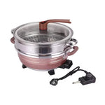 Oala electrica multifunctionala, Hoffmans HM-3031, 1500W, 32cm, sub presiune, material antiaderent, 5 trepte, roz-argintiu