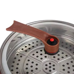 Oala electrica multifunctionala, Hoffmans HM-3031, 1500W, 32cm, sub presiune, material antiaderent, 5 trepte, roz-argintiu
