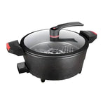 Oala electrica multifunctionala, Hoffmans HM-3032, 1500W, 6L capacitate, 32 cm diagonala, negru