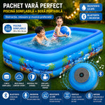 Pachet Piscina Gonflabila Pentru Adulti/Copii, Baza Podea Moale Gonflabila, Dimensiuni 210 x 135 x 54 cm + Boxa Portabila Rezistenta la Apa