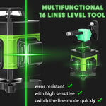 Nivela laser 4D 16 linii, auto-nivelare, compacta, impermeabila, verde