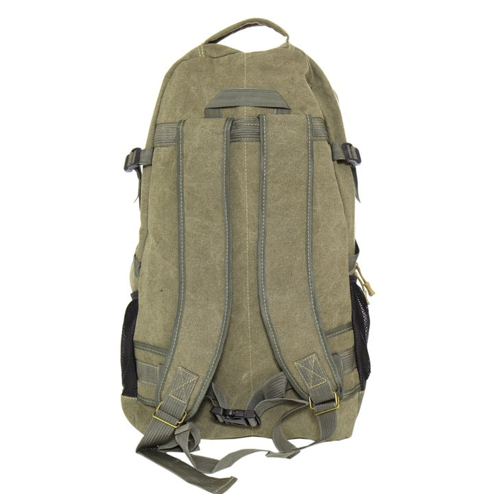 Rucsac munte/drumetie, kaki, 5 compartimente, material textil, 45 l, 60x35x20 cm