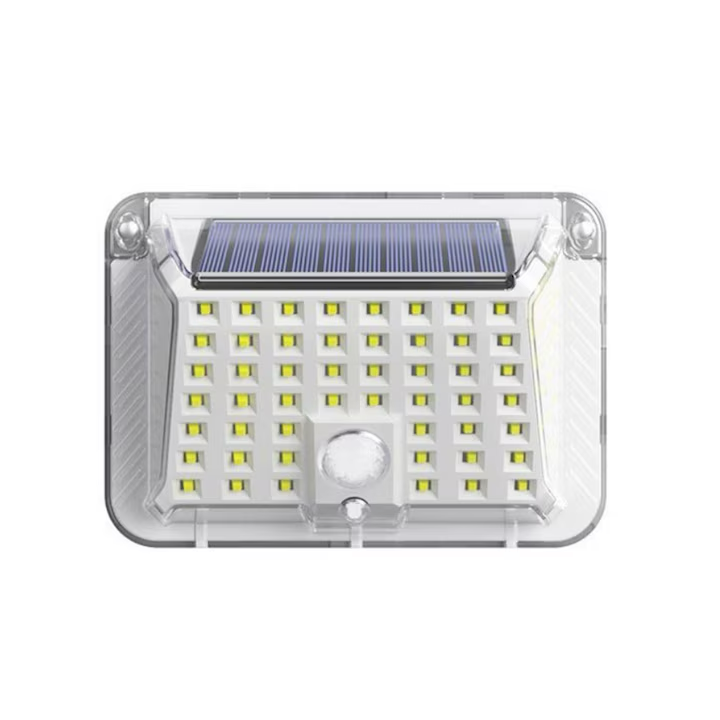 Set 3 x Lampa solara de perete cu senzor de miscare, impermeabila IP65, 90 LED-uri, alba