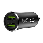 1+1 CADOU Încărcător Auto cu 2 Porturi USB, 2.4A, 12W, Cablu 3 în 1 USB-C / Lightning / Micro USB Inclus – Negru