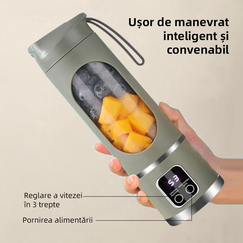 Mini Blender Electric, Portabil si Multifunctional, 12 lame din otel, Fara BPA, Capacitate 450ml