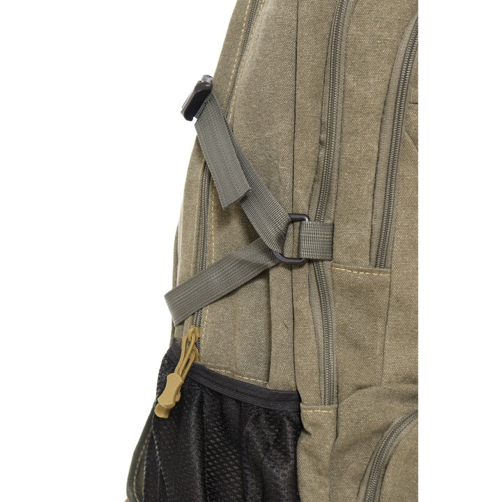 Rucsac munte/drumetie, kaki, 5 compartimente, material textil, 45 l, 60x35x20 cm