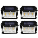 Set de 4 lămpi solare de exterior – 38W, senzor de mișcare, 3 moduri, impermeabile