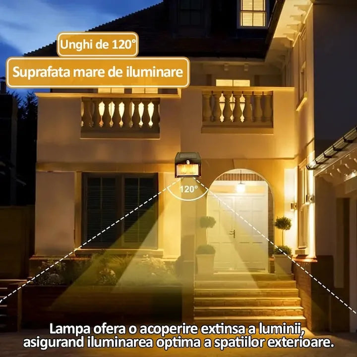 Set de 4 lămpi solare de exterior – 38W, senzor de mișcare, 3 moduri, impermeabile
