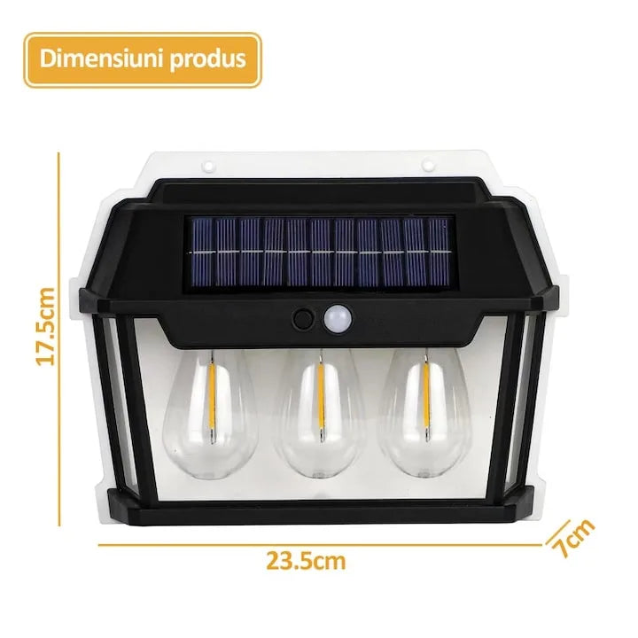Set de 4 lămpi solare de exterior – 38W, senzor de mișcare, 3 moduri, impermeabile