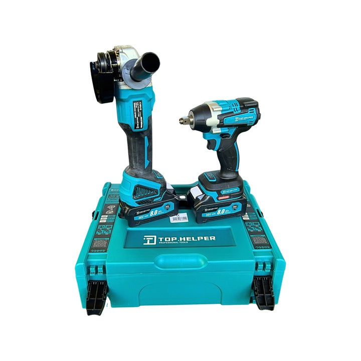 Cheie de impact si Polizor Unghiular fara fir, Masina de gaurit si insurubat, flex, 2 acumulatori 36V 8.0Ah, Valiza Transport, Scule Profesionale