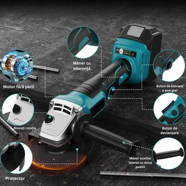 Cheie de impact si Polizor Unghiular fara fir, Masina de gaurit si insurubat, flex, 2 acumulatori 36V 8.0Ah, Valiza Transport, Scule Profesionale
