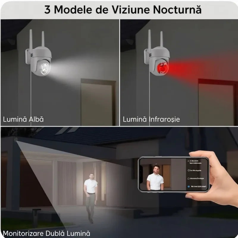 Set 2 camere supraveghere WiFi + 2 carduri microSD 32GB incluse, 360°, 2MP Full HD, vedere nocturnă