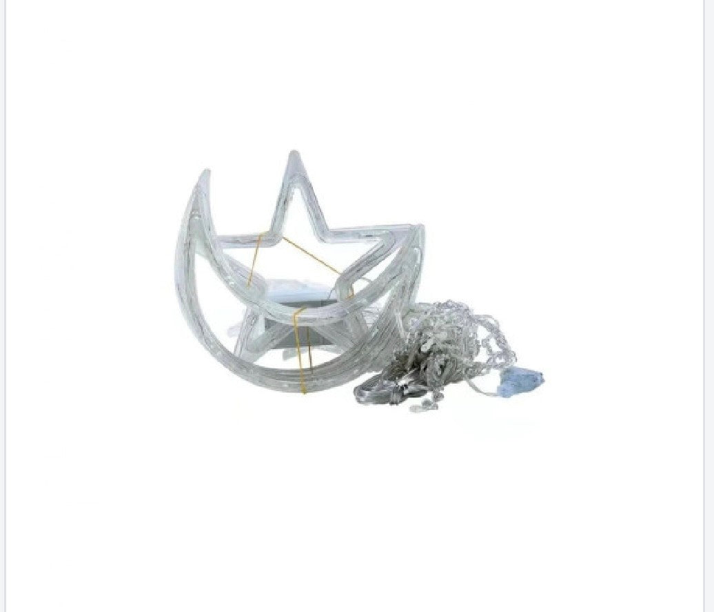 Super oferta! Set 2 x Instalatie de Craciun, Perdea luminoasa, Stele cu Luna, 3 m, Interconectabila