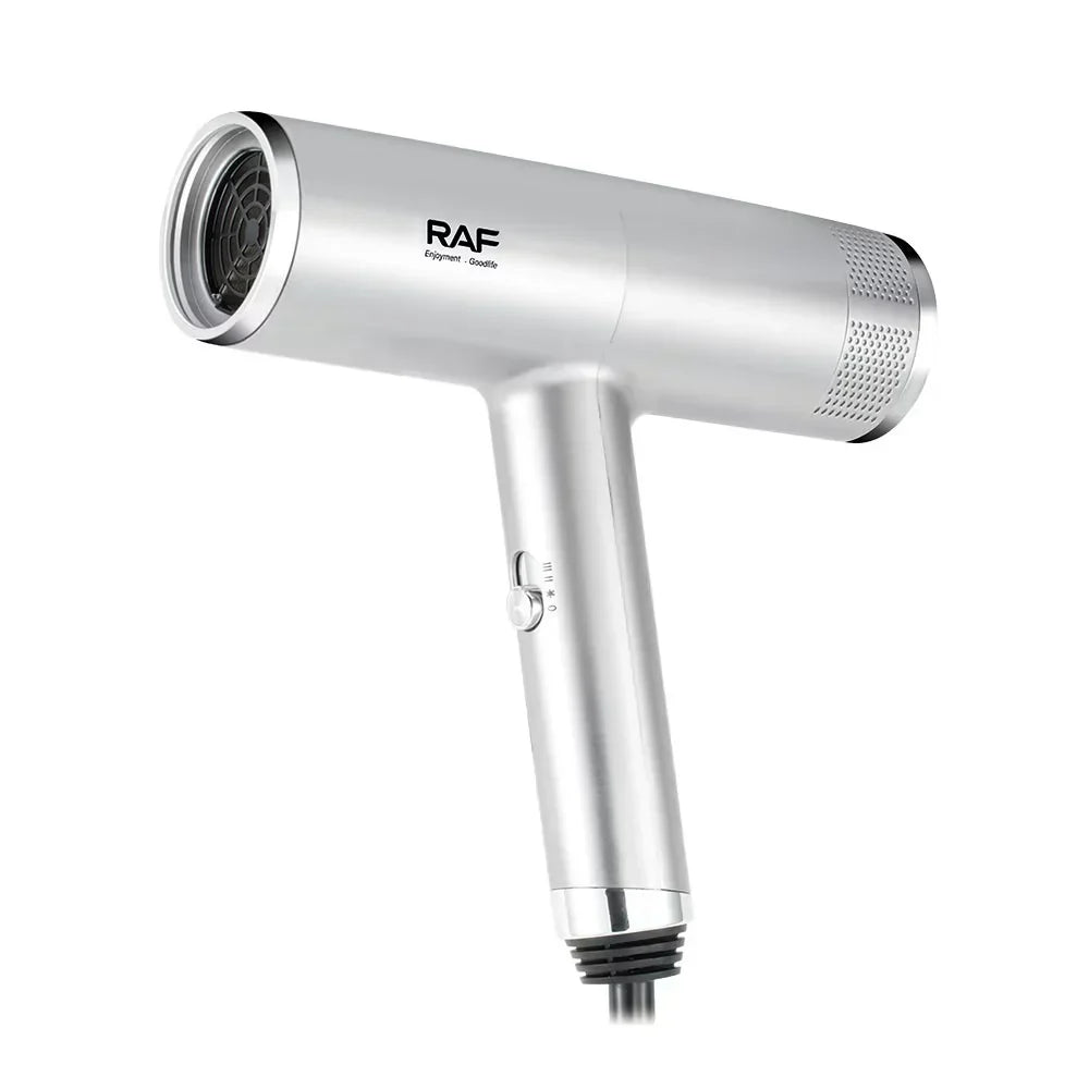 Uscator de par cu ioni negativi, RAF R474, 1600W, 2 viteze, buton de aer rece, 1 cap magnetic inclus, argintiu