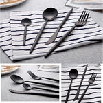 Set de 16 tacamuri, elegant si rafinat, cu un finisaj luxos, negru