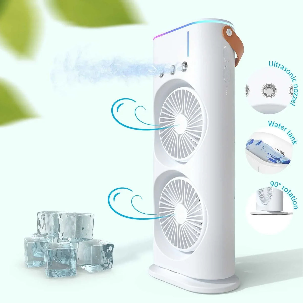 Ventilator portabil de birou cu umidificare prin pulverizare