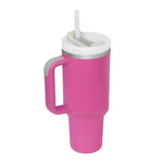Set 2 x Termos pentru masina, 1200 ml, cu maner si pai, din otel inoxidabil 304