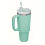 Termos pentru masina, 1200 ml, cu maner si pai, din otel inoxidabil 304