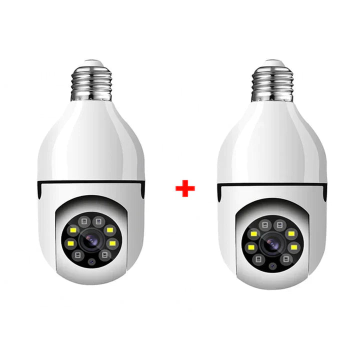 Set 2 Camere IP, WI-FI, HD, Smart-Bulb, tip Bec cu Senzor de Miscare si Aplicatie Telefon + 2 x Card memorie CADOU