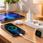 1+1 CADOU Adaptor de Încărcare Rapidă 120W cu Cablu USB-C Inclus, Port USB-A, 1 m – Alb