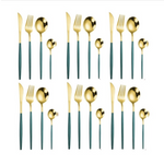 Set de 24 tacamuri, elegant si rafinat, cu un finisaj luxos, verde cu auriu
