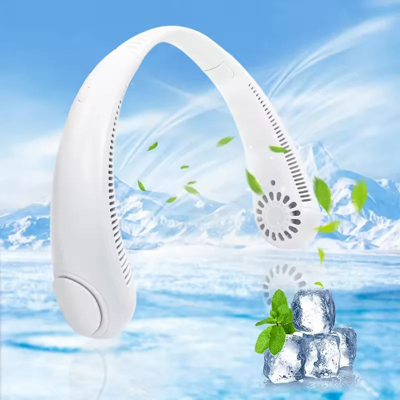 1+1 CADOU Ventilator portabil pentru gat, design tip casti, reincarcabil prin USB
