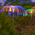 Set 2 x lampa solara tip palmier, cu fibra optica LED RGB, pentru gradina