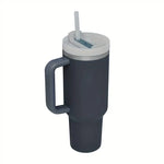 Termos pentru masina, 1200 ml, cu maner si pai, din otel inoxidabil 304