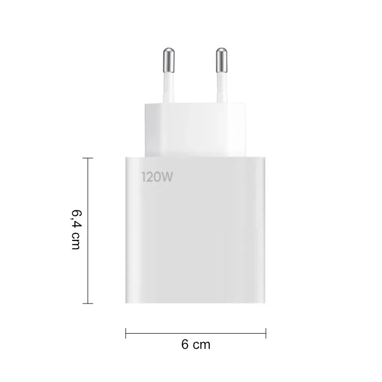 1+1 CADOU Adaptor de Încărcare Rapidă 120W cu Cablu USB-C Inclus, Port USB-A, 1 m – Alb