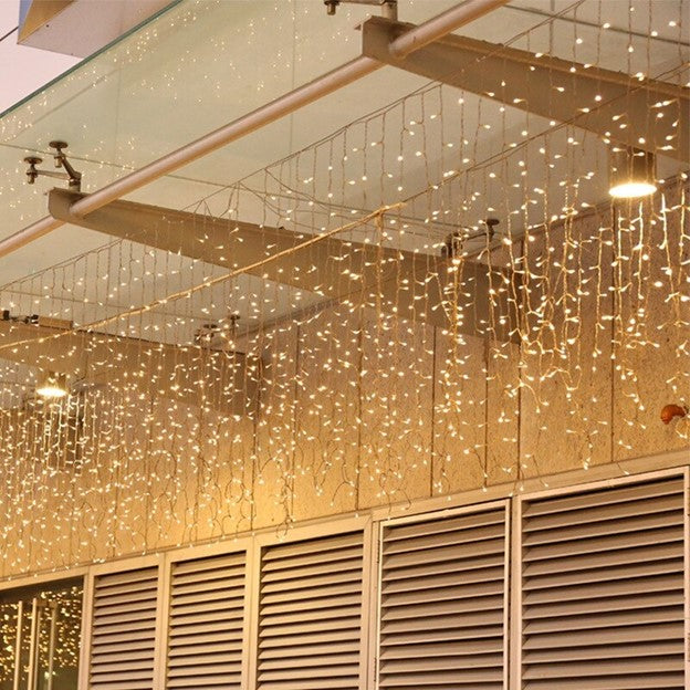 Instalatie LED tip franjuri 12m, de exterior, alba